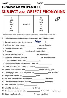 a worksheet for the subject and object pronouns in an english language