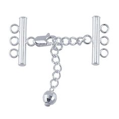 This sterling silver lobster clasp features a bright white finish and end bars that accommodate three strands; an ideal choice for complex multi-strand necklaces and bracelets made with beaded strands orsilver chain. It includes a bright-finish 1-1/4" chain extender with a faceted mirror bead accent, allowing the customer to adjust the length of the necklace or bracelet. The lobster is one of the most popular clasp styles, presenting a streamlined look and good security for all types of strands. Faceted Mirror, Discount Poster, Discount Illustration, Coupon Websites, Mirror Ball, Necklaces And Bracelets, Chain Extenders, Latest Jewellery, Strand Bracelet