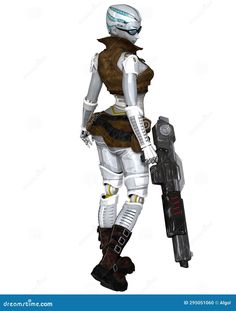 Female Cyborg Adventurer with Giant Gun, Back View by Algol Designs on Dreamstime About Science, Back View, Shades