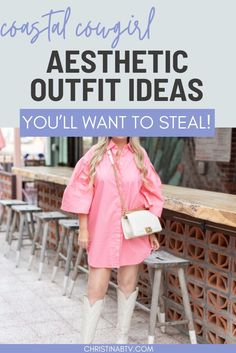 Discover trendy fashion outfits inspired by the coastal cowgirl aesthetic. From flowy dresses paired with cowboy boots to denim shorts and breezy tops, these looks are perfect for embracing sunny days ahead. Brown Cowboy Boots Outfit, Outfits To Try, Date Night Outfit Summer