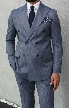 Chalk Stripe Suit, Double Breasted Pinstripe Suit, Men Graduation Outfit, Mens Dress Outfits, Gentlemen Wear, Formal Men, Marble Arch, Classy Outfits Men