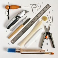 the tools are laid out on top of each other to be used in crafts and crafts