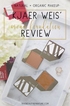 A review of an all natural foundation that wears like second skin and covers blemishes without being cakey. Foundation Swatches, Kjaer Weis, Olive Undertones, Sustainable Beauty