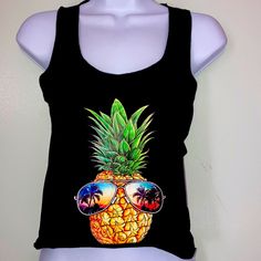 Feeling Tropical Pineapple Oversized Cropped Tank Love These Tanks For The Beach Over A Bathing Suit Cropped Oversized Racerback Back New Without Tags Would Fit S-L Crop Tank, Bathing Suit, Bathing Suits, Pineapple, The Beach, Womens Tops, Tank Tops, Tags, Women Shopping