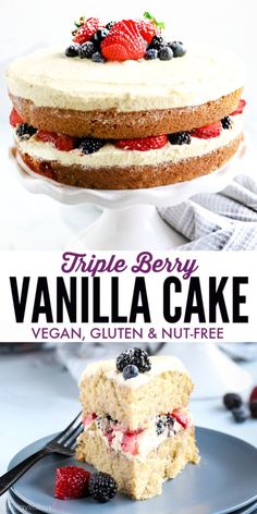 triple berry vanilla cake with vegan gluten and nut free