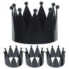 a black crown with six crowns on it