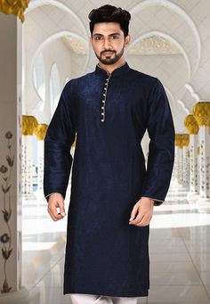 Blue Formal Traditional Wear With Floral Embroidery, Formal Blue Traditional Wear With Floral Embroidery, Blue Long Sleeve Kurta For Diwali, Royal Blue Fitted Kurta, Royal Blue Long Sleeve Traditional Wear For Diwali, Royal Blue Traditional Long Sleeve Wear, Royal Blue Long Sleeve Traditional Wear, Blue Kurta With Self Design For Transitional Season, Transitional Blue Kurta With Self Design