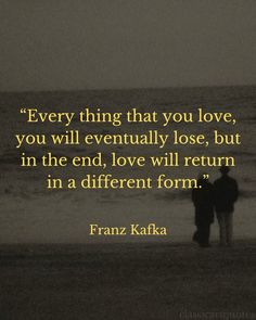 two people standing on top of a beach next to the ocean with a quote about love