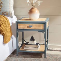 PRICES MAY VARY. Bring relaxed coastal ambiance to your décor with this Safavieh nightstand Bamboo-style frame with natural rattan and a soft grey finish Features one (1) shelf and one (1) drawer for convenient storage Full dimensions are 18.5" wide x 17" deep x 22" high Safavieh has been a trusted brand in home furnishings for over 100 years, providing quality craftsmanship and unmatched style; Begin your rug and furniture search with Safavieh and explore over 100,000 products today Modern Lake House Decor, Coastal Cottage Bedroom, Beach House Furniture, Shelf Nightstand, Coastal Bedroom Decorating, British Colonial Style, Contemporary Coastal, Coastal Bedroom, Room Color Schemes