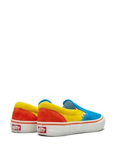 Vans Slip-On Pro "The Simpsons" Sneakers - Farfetch Blue Sporty Slip-ons With Round Toe, Vans Low-top Skate Shoes With Rubber Toe Cap, Streetwear Slip-ons With Rubber Sole And Round Toe, Sporty Multicolor Slip-on Sneakers With Round Toe, Sporty Slip-ons With Round Toe And Contrast Sole, Casual Blue Slip-ons With Contrast Sole, Sporty Multicolor Canvas Shoes For Streetwear, Streetwear Slip-on Skate Shoes With Vulcanized Sole, Streetwear Slip-on Sneakers With Contrast Sole