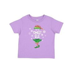 I'm the Sweet Elf, Christmas Toddler T-Shirt featuring elf hat and shoes. Size: 3T.  Color: Purple.  Gender: female. Boys Christmas Shirt, Christmas Toddler, Ugly Xmas Sweater, Christmas Shirts For Kids, Christmas Gifts For Boys, Elf Hat, Elf Christmas, Funny Christmas Gifts, Costume Shirts