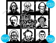 the paycho bunch svg files for cutting and cricting with halloween characters