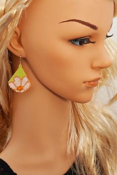 Pink Flower Earrings Dangle Drops Chartreuse Beaded Floral Camomile Earrings Summer Nature Inspired Woodland Small Drop Cute Pretty Delicate #Pink_Flower_Earrings #Dangle_Drops #Chartreuse_earrings #Beaded_earrings #Floral_earrings #Camomile_earrings #Nature_Inspired #flower_earrings #Woodland_earrings Chartreuse Earrings, Flower Earrings Dangle, Pink Flower Earrings, Woodland Earrings, Earrings Nature, Earrings Summer, Summer Nature, Earrings Beaded