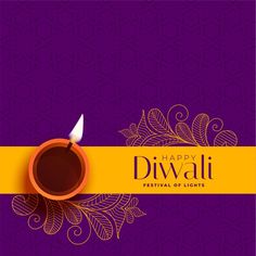 a diwali festival with a cup of coffee on it and the words happy diwali written in gold