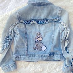 Disney Gap Bambie Thumper Ruffle Sequin Bunny Girls Jacket. Sz Small. New Without Tags. Smoke Free Home. Check Out My Other Listings And Bundle For Greater Savings! Offers Welcomed! Disney Jean Jacket, Bunny Girls, Girl Jacket, Gap Jacket, Gap Jackets, Bunny Girl, Girls Jacket, Kids Jacket, Blue And Silver