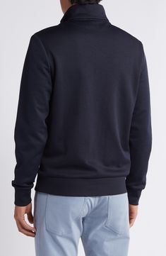 Classic and comfortable, this pullover made with breathable cotton sports a layerable fit and an adjustable front zipper that climbs to a tall collar. Quarter-zip closure Stand collar Long sleeves Banded cuffs and hem 53% cotton, 47% polyester Machine wash, line dry Imported Quarter Zip Pullover, Stand Collar, Front Zipper, Quarter Zip, Dark Blue, Nordstrom, Long Sleeves, Zipper, Collar