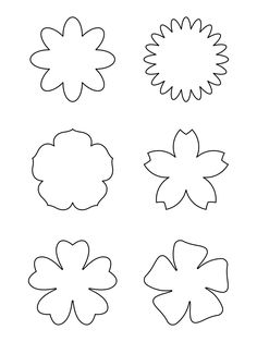 four different flower shapes are shown in black and white, with one being drawn on the side