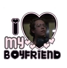 i love my boyfriend sticker on the back of a car window with an image of a man wearing glasses