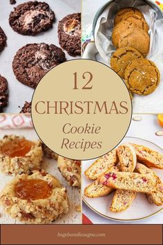 twelve christmas cookie recipes with text overlay