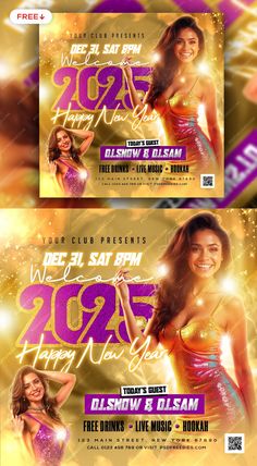 two flyers for a new year's eve party