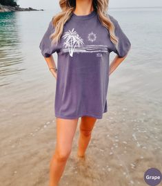 Tropical Palm Tree Comfort Colors Summer Beach Vacation Shirt,palm Trees Graphic Tshirt, Palm Tree Shirt, Aesthetic Shirt,oversized Coverup - Etsy Vsco Style Graphic Print T-shirt For Vacation, Casual Beach T-shirt For Warm Weather, Casual Graphic Print T-shirt For Warm Weather, Blue Beach T-shirt With Front Print, Casual T-shirt For Beach In Warm Weather, Summer Short Sleeve T-shirt For Warm Weather, Summer Beach T-shirt With Front Print, Tropical Graphic Print T-shirt For Beach, Tropical Print T-shirt For Beach