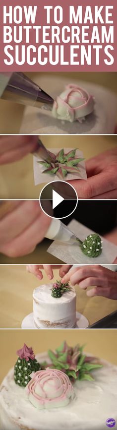 how to make buttercream succulents for cakes and cupcakes