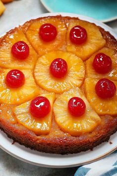 a pineapple upside down cake on a plate