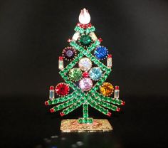 Strass Weihnachtsbaum · Grün Multicolor · Unikat aus Gablonz/Böhmen · swb694 Birthday Candles