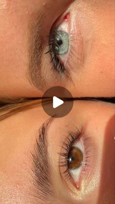 two women's eyes with long lashes