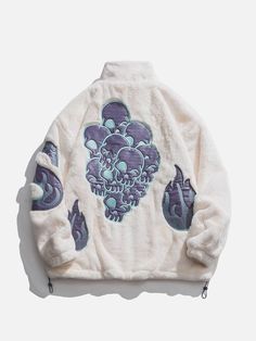 Plush Jacket, Skull Embroidery, Top Streetwear Brands, Streetwear Jackets, Vintage Skull, Clothing Details, Swaggy Outfits, Mode Inspiration, Dream Clothes