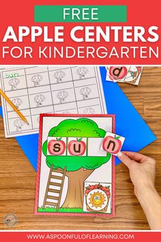 an apple center for children with the text, free printable apples centers for kids