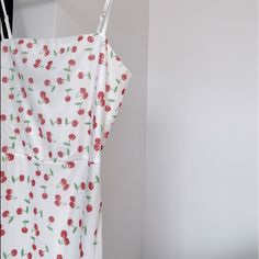 Nwt Summery, Flirty, Cherry-Print Dress With Ruching Detail At Hips. Form Fitting + Flattering. Adjustable Straps. Hits Just Above Knee. Fitted White Dress With Cherry Print, White Summer Dress With Cherry Print, Red Cherry Print Summer Dress, Red Cherry Print Dress For Summer, Red Cotton Dress With Cherry Print, Off Shoulder Cocktail Dress, Cherry Print Dress, Dress With Ruching, Corset Midi Dress