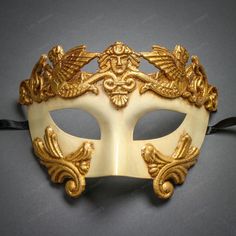 This Greek-Roman Emperor Mask Is Made From Paper Molding And Has An Aged Finish. Decorated With Man And Wing The Mask Is About 6" Tall And 7" Wide. The Masquerade Mask Will Make A Great Costume Accessory. Made From Plastic With Paper Moldings And Hand-Painted. Great For A Masquerade Ball Or Venetian Costume Features Mythological Beasts The Mask Is Approximately 6" Tall And 7" Wide Hand-Painted With An Aged Finish Color: Off-White Gold Usm-M31002-Wtgo Mythological Beasts, Cracked Texture, Venetian Costume, Gold Masquerade Mask, Cardboard Mask, Venetian Masquerade Masks, Venetian Masquerade, Venetian Masks, Antique Bottle