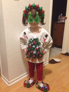 Crazy Sweater Ideas For Kids, Ugly Christmas Sweater Diy Kids, Ugly Sweater Ideas For Kids, Diy Kids Ugly Christmas Sweater Ideas, Sweater Party Outfit, Kids Ugly Christmas Sweater, Best Ugly Christmas Sweaters