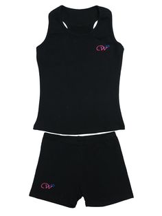 LT124BKW.jpg?0 Tank Top Shorts, Gymnastics Training, Training Clothes, Training Tops, Girls Black, Training Shorts, Cotton Set, Gymnast, Boutique Brands