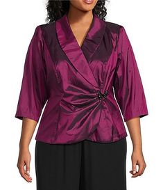 Women's Plus Size Clothing | Dillard's Elegant Half Sleeve Blouse For Fall, Elegant Formal Blouse With 3/4 Sleeves, Evening Wrap, Evening Dress Floor Length, Evening Tops, Alex Evenings, Dillard's, Wrap Top, Tops For Women