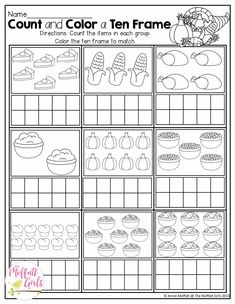 a printable worksheet for counting the numbers to 10 with pictures of pumpkins and