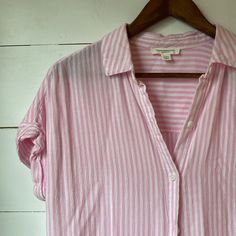 Women’s Button-Down Casual Tunic Top, Size Small. Light Pink And White Stripes. Never Worn; New Condition. Summer Buttoned Tops For Loungewear, Summer Tops With Buttons For Loungewear, Tunic Tops Casual, Pink And White Stripes, Small Light, Tunic Top, Pink And White, White Stripe, Pink White