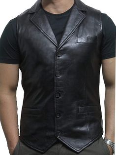 Leather Vest Jacket, Leather Biker Vest, Leather Waistcoat, Cripple Creek, Waistcoat Men, Biker Vest, Vest Waistcoat, Man Fashion, Boys Wear