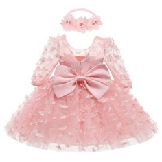 Introducing the Baby Girl Special Occasion Dress, the perfect outfit to make your little one shine on her big day! Whether it's a birthday party, a wedding, or any special occasion, this dress is designed to make her look adorable and feel comfortable.🌟 Made with quality materials, this dress is soft, lightweight, and gentle on your baby's delicate skin. The premium craftsmanship ensures durability, so it can be cherished as a keepsake for years to come.🌸 The dress features a beautiful bodice that adds an elegant touch. The skirt is ethereal and twirl-worthy, making your baby girl feel like a princess. ✨ The attention to detail is what sets this dress apart. Delicate applique butterflies adorn the dress, adding a charming finishing touch. The belted waistline and headband give it a sweet Lace Baby Dress, Tutu En Tulle, Birthday Princess Dress, Toddler Princess Dress, Birthday Tutu Dress, Baby Girl Princess Dresses, Princess Tutu Dress, Girls Tulle Dress