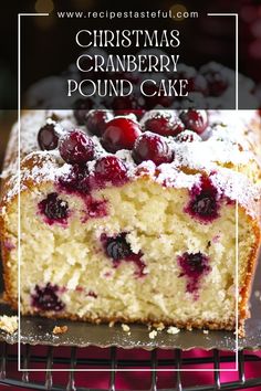 christmas cranberry pound cake on a cooling rack