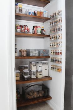 the pantry is stocked with lots of food