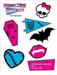 stickers with different designs on them for halloween party decorations, such as hats and lips