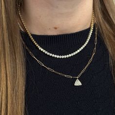 This modern take on the classic tennis necklace is great for everyday wear! The bezel set diamonds are centered between solid gold beads. Available in 14K White Gold, Yellow Gold, or Rose Gold Diamond weight = 2.20 carats Bezel Set Diamond, Tennis Necklace, Rose Gold Diamonds, Gold Yellow, Gold Beads, Bezel Setting, Or Rose, Gold Diamond, Solid Gold