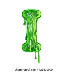 the letter i is made up of green liquid drops and dripping down it's sides