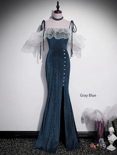 Dirty Blue Dress, Dark Blue Vintage Dress, Sea Themed Dress, Ocean Inspired Dress, Dark Blue Dress, Marine Uniform, Corset Dress Prom, Blue Mermaid, Formal Evening Dress