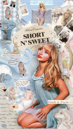 a collage of photos with the words short n'sweet on it and pictures of women