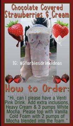 chocolate covered strawberries and cream how to order drink with strawberrys on the side