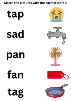 the words in this worksheet are to match the pictures with the correct words