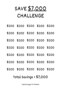 the $ 7, 000 challenge is shown in black and white with text that reads total savings